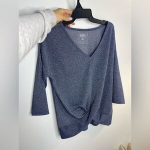 Soho Women's Navy V-Neck Blouse